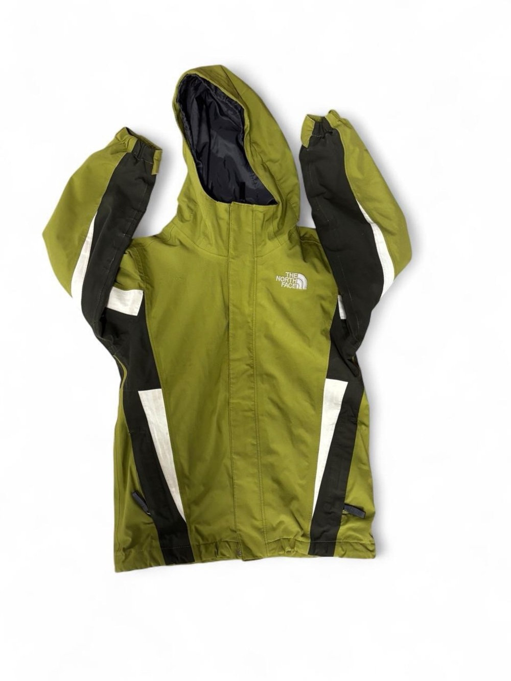 The North Face HyVent Jacket Boys Large Green Hooded Waterproof Rain Coat